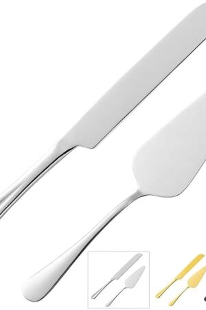 Cake Serving Set, Cake Pie Pastry Servers, Stainless steel Cake Knife and Server Set Perfect For Birthday, Wedding, Parties and Events (Silver)