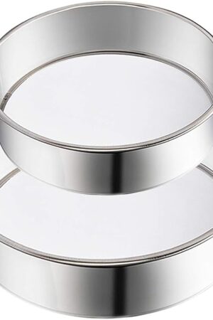 2 Pack Flour Sifter,Stainless Steel Fine Mesh Strainers Flour Sieve,60 Mesh Round Sifter for Baking Cake Bread (6-Inch and 8-Inch)