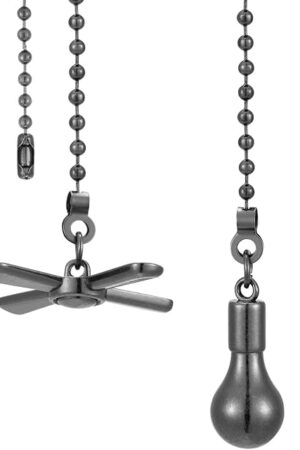 YEONHWA 2 Pcs Bronze Ceiling Fan Pull Chain Set, 12 Inches Fan Light Bulb Shaped Pull Chains Extenders for Ceiling Fans Lamps, Decorative Fan Pulls Extension for Livingroom Bedroom Home