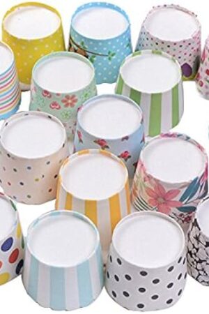 100pcs Random Colorful Premium Greaseproof Cupcake Paper Liners No Muffin Pan Needed Cupcakes Papers