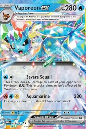 The Pokemon - Vaporeon ex 023/131 – Prismatic Evolutions – Double Rare – Foil Single Card