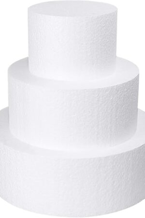 3 Tiers Foam Cake Dummies 4" 6" 8", White Dummy Cakes Styrofoam Sets, 9 Inch Tall Fake Cake, Dummy Cake for Wedding Cake Supplies Decorating Birthday Wedding Display