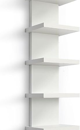 5 Tier Wall Mount Floating Shelf Unit White 5.5"