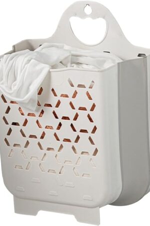Alipis Foldable Plastic Laundry Hamper for Kids, White, 1 Set