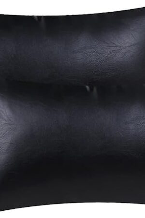 BRAWARM Faux Leather Throw Pillow Covers 12 X 20 Inches - Black Leather Lumbar Pilow Covers Pack of 2, Solid Dyed Leather Pillowcases for Couch Bed Sofa Garden Home Decorative