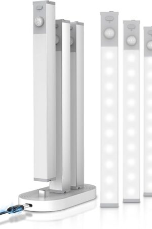6 Pack Led Under Cabinet Lights Wireless with Charging Station, 7’’ Rechargeable Motion Sensor Light Indoor, Dimmable Closet Lights for Cabinets, Bookshelf, Stair, Hallway