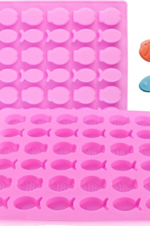 2 Pack Mini Fish Shaped Mold Non-stick Chocolate 36-Cavity Food Grade Silicone Molds for Baking and Homemade Treats, Gelatin Gummies, Candy, Biscuits, Ice Cubes, Chocolate