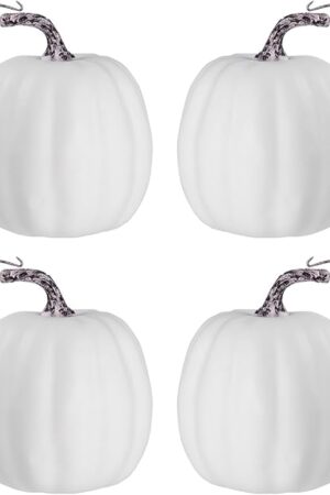 vensovo 6 Inch Large Pumpkins for Decorating - 4PCS Big White Foam Decorative Artificial Pumpkins for Fall Decor, Paintable, Perfect for Halloween, Thanksgiving Table Decor
