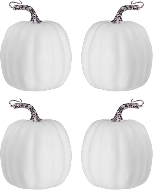 vensovo 6 Inch Large Pumpkins for Decorating - 4PCS Big White Foam Decorative Artificial Pumpkins for Fall Decor, Paintable, Perfect for Halloween, Thanksgiving Table Decor