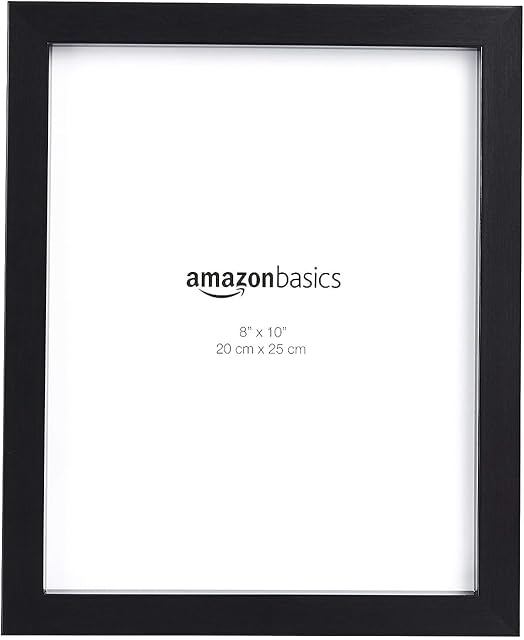 Amazon Basics Rectangular Photo Picture Frame, 8 x 10 in, Pack of 2, 11.22 x 9.21 inches, Black