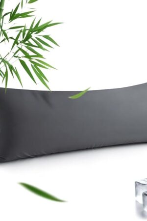 Body Pillowcase, Cooling Viscose from Bamboo Pillow Cover with Zipper Closure, Soft Moisture-Wicking for Hot Sleepers, Hair and Skin-Friendly, Gray, 1 Pack