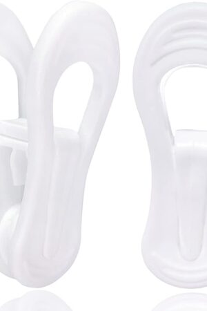 White Hanger Clips 50 Pack, Multi-Purpose Plastic Hangers Clips Perfect for Plastic Clothes Hangers, Clothes Pins Finger Clip for Skirt Pants Hangers