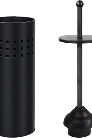 Blue Donuts Toilet Plunger with Holder for Bathroom, Multi Drain Suitable Also for Bathtubs, Quick Dry, Black
