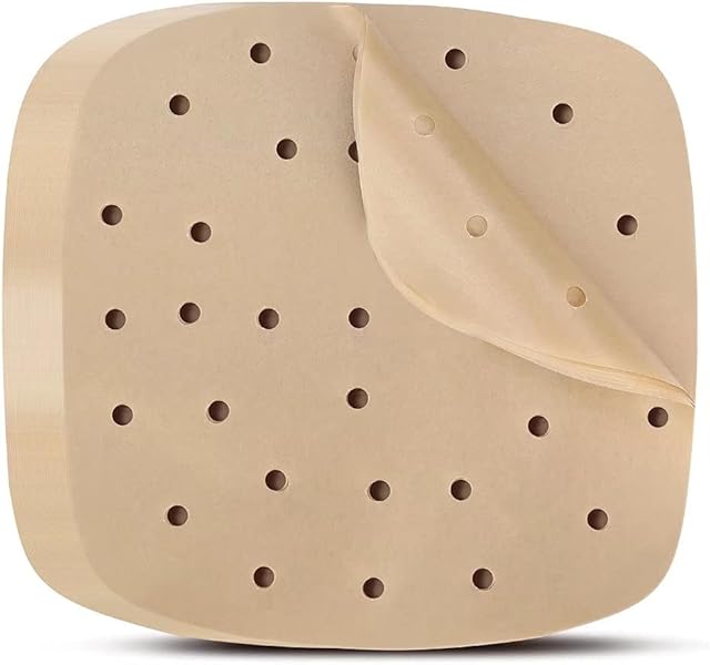 Air Fryer Parchment Paper Liners: 200PCS 8.5 inch Square Perforated parchment paper for Air Fryer, Premium Bamboo Steamer Liner for Air Fryers Baking Cooking Oven