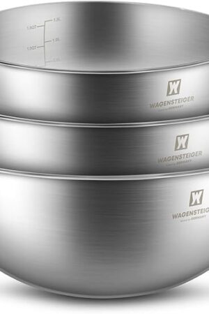 3-Piece Stainless Steel Mixing Bowl Set, Silver Color, Nesting Bowls with Pure Spout, Multipurpose Kitchen Basket, 1.56Quarts/3.17Quarts/4.23Quarts (No Color Added)