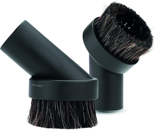 Black Deluxe Universal Replacement Vacuum Cleaner Generic Dust Brush 1 1/4" - Soft Mixed Horse Hair Dusting Vacuum Cleaner Kit Size 1.25" Natural Bristle Vacuum Attachment Replacement (2 PCS)