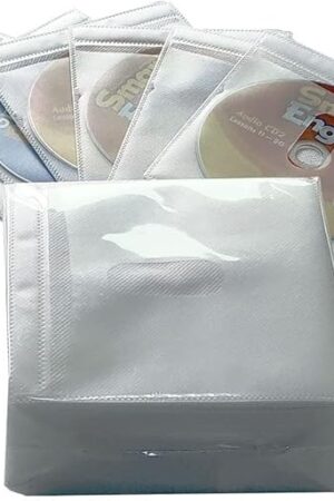100PCS CD Storage Cases, Standard Two-Sided Clear CD Sleeve case with Drop-Proof Closure