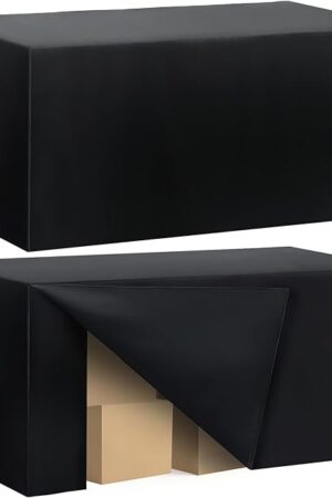 2 Pack Fitted Tablecloth for 6 Foot Rectangle Tables 72 x 30 Inch Black Table Covers Water Resistant Polyester Table Cloth for Wedding, Parties,Display, Trade Show (Black)