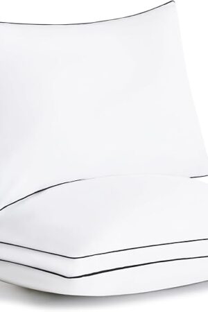 CozyLux Pillows Queen Size Set of 2, Soft and Supportive 3D Down Alternative Bed Pillow for Sleeping 2 Pack White, Luxury Hotel Quality Gusseted Bedding Pillow for Back, Stomach or Side Sleepers 18x28