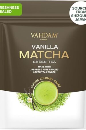 VAHDAM, Vanilla Matcha Green Tea Powder - 1.76oz | Pure Madagascar Vanilla + Premium Authentic Japanese Matcha | Hot or Iced - Vegan & Gluten-Free