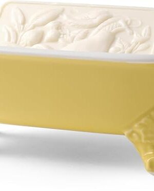 6.5" Ceramic Mini Decorative Clawfoot Bathtub Bar Soap Dish, Kitchen Sponge Holder and Shower Tray for Bathroom, 1 Pack(Yellow)