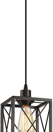 Black Pendant Lighting Modern Pendant Light, Adjustable Pendant Light Fixture,Pendant Lights Kitchen IslandLight (1 Pack Square Pendant Light)