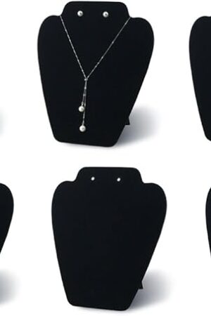 6 Pieces Black Velvet Necklace Display, Jewelry Display for Selling and Shows, Necklace Easel Stand, Collapsible Jewelry Bust Stand, Reinforced Bracket (7 3/8" W x 8 2/8" H)