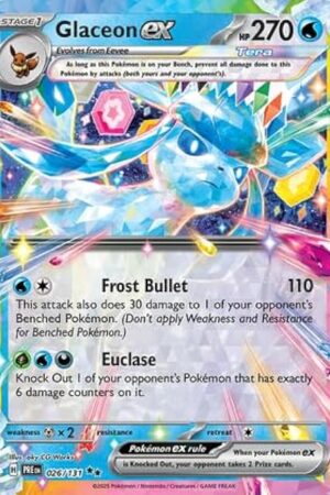The Pokemon - Glaceon ex 026/131 – Prismatic Evolutions – Double Rare – Foil Single Card