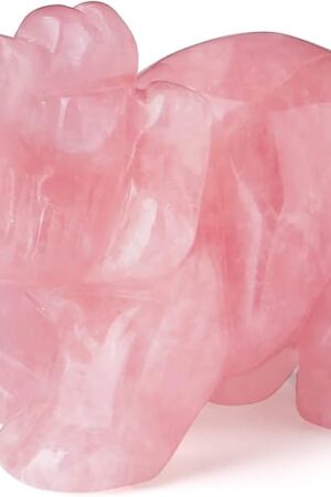 2" Rose Quartz Elephant Decor Healing Crystal Cute Polished Natural Stone Hand-Carved Big Pink Sculpture Statue Figurines Gemstone Energy Hippie Home Room Office Desk Decoration Gifts for Women Men