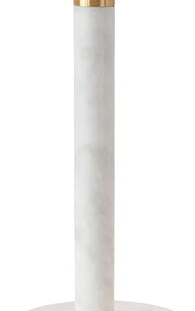 Bloomingville Modern Marble Paper Towel Holder with Brass Accent Band, White