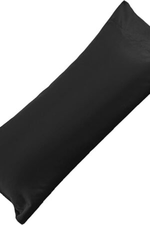 Body Pillow Case Cover, Polyester Microfiber Long Pillow Cases, Ultra Soft and Cozy Body Pillowcase with Envelope Closure, 1 Pack, 20x54 in, Black