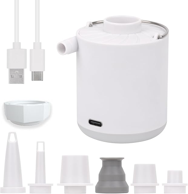 XINBAOHONG Mini Air Portable Camping Light Tiny Inflator/Deflator Pump with 1600mAh Battery USB Rechargeable for Pool Floats Air Bed Air Mattress Swimming Ring Vacuum Storage Bags