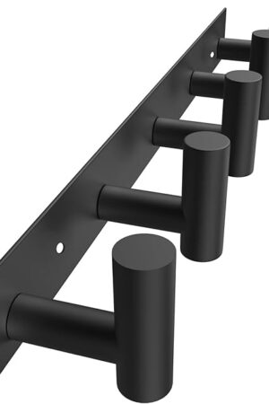 VAEHOLD Black Wall Mount Hat and Coat 5 Hooks