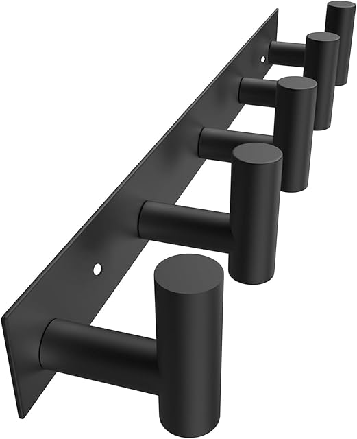 VAEHOLD Black Wall Mount Hat and Coat 5 Hooks