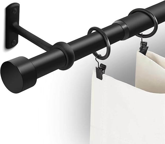 1 Inch Curtain Rods for Windows, Extra Long 32 to 240 Inch Long Black Rustic Curtain Rod Set, Modern Design Drapery Tubes with Brackets Room Divider, For Indoor and Outdoor