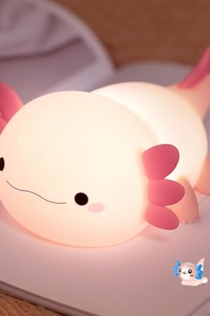 Cute Axolotl Night Light for Kids Bedroom, Animal Silicone Nursery Night Lamp Touch Control Nightlights USB Rechargeable Bedside Lamp for Baby Children Toddlers Girls Gift (pink Axolotl 1)