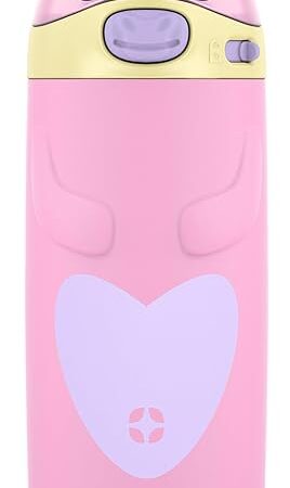 Ello Ellies 12oz Vacuum Insulated Stainless Steel Kids Water Bottle with Straw and Built-in Carrying Handle and Leak-Proof Locking Lid for School Backpack, Lunchbox and Outdoor Sports, Unicorn