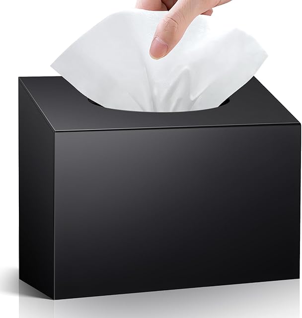 Acrylic Hand Towel Box Cover Compatible with Kleenex Disposable Hand Towels Wall-Mounted Paper Towel Dispenser Suitable for Tabletop, Bathroom, Car, and Office Use (Glossy Black)