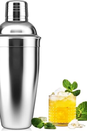 Cocktail Shaker,24oz Drink Mixer with Built-in Strainer for Mixing Drinks Margaritas,Beginner Friendly Stainless Steel Mixer Bar Utensil Tool