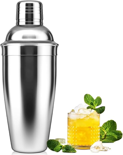 Cocktail Shaker,24oz Drink Mixer with Built-in Strainer for Mixing Drinks Margaritas,Beginner Friendly Stainless Steel Mixer Bar Utensil Tool