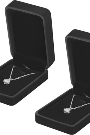 2 Pieces Classic Velvet Necklace Pendant Box for Jewelry Gift, Small Jewellry Storage Display Case for Wedding Engagement Birthday Anniversary