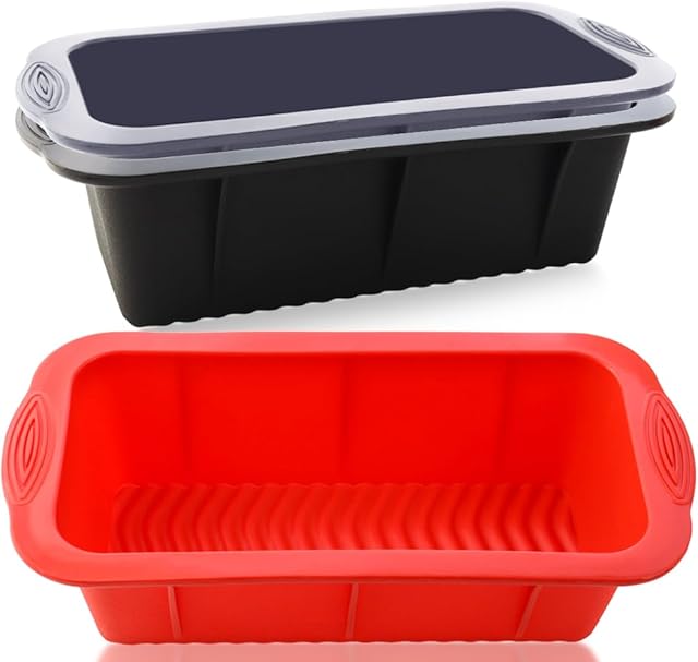 3 Pack BPA Free & Dishwasher Safe Silicone Bread and Loaf Pans Nonstick Silicone Bread Pan Set Silicone Baking Mold for Homemade Loaf, Bread, Meatloaf, Cakes,Quiche (7.65 x 3.9 x 2.1 inch)
