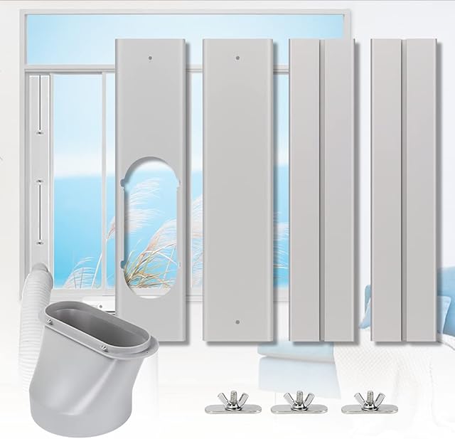 Portable Air conditioner Window Kit, Adjustable Vertical/Horizontal Sliding Window Kit Plate for Unit, AC Window Vent Seal Suitable for 5.9? AC Exhaust Hose