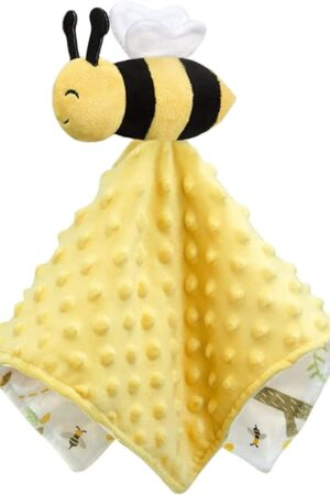 BORITAR Baby Security Blanket Soft Yellow 14 Inch Bee Stuffed Animal