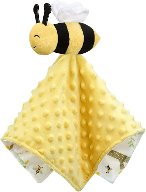 BORITAR Baby Security Blanket Soft Yellow 14 Inch Bee Stuffed Animal