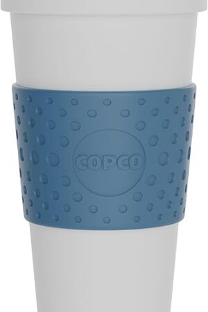 Copco Acadia 16 oz Travel Mug - Insulated Reusable Coffee Tumbler with Double-Walled Plastic, Leak-Proof Lid, BPA-Free - Portable Mug for Hot & Cold Drinks, Cup Holder Friendly (Blue)
