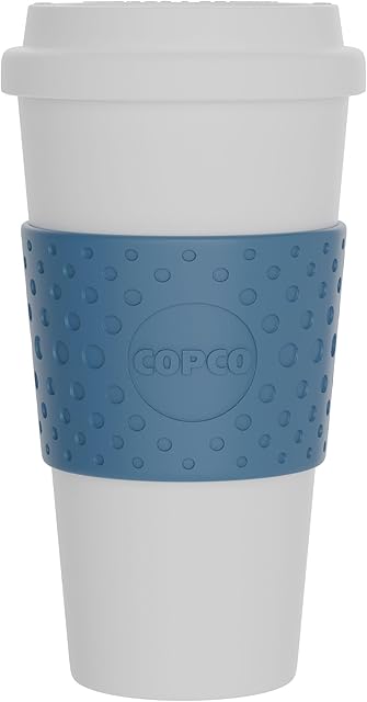 Copco Acadia 16 oz Travel Mug - Insulated Reusable Coffee Tumbler with Double-Walled Plastic, Leak-Proof Lid, BPA-Free - Portable Mug for Hot & Cold Drinks, Cup Holder Friendly (Blue)