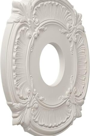 2 Pack White Home Lighting Ceiling Medallions Molded Plastic, 13" OD x 3-1/2"ID x 0.7" P