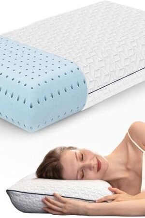 Vaverto Gel Memory Foam Pillow - Standard Size, 1 Pack, Firm Pillow for Neck and Shoulder Support, Orthopedic, Firm, Cooling, Contoured Memory Foam Pillows for Back, Side, Stomach Sleepers