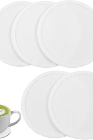 5-Pack White Silicone Coasters - Non-Slip Drink Coasters for Dining Table - Non-Slip Coasters - Cute Desk Coasters - Great for Coffee, Beverages, Tea
